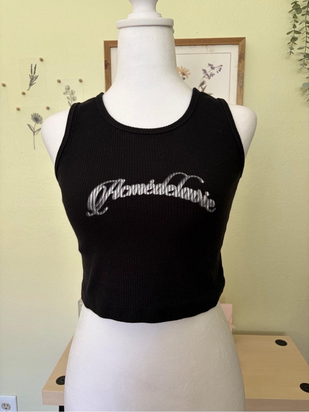 ADLV Acmé De La Vie Logo Ribbed Crop Tank Top Black OS